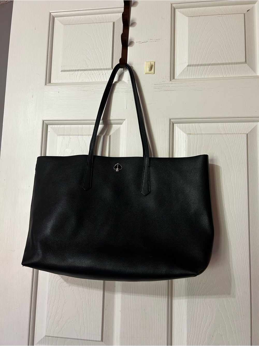 Kate Spade Molly Meadow Black Cross grain Leather Medium Satchel Tote Lined
